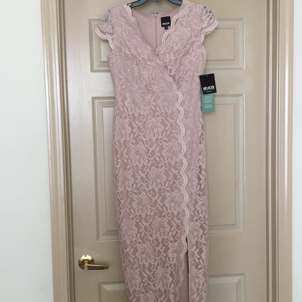 Blush lace maxi dress